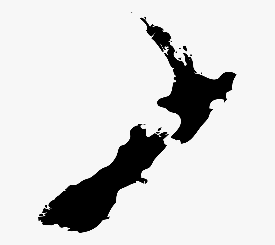 Transparent Kiwi Clipart Black And White - New Zealand Country Outline, Transparent Clipart