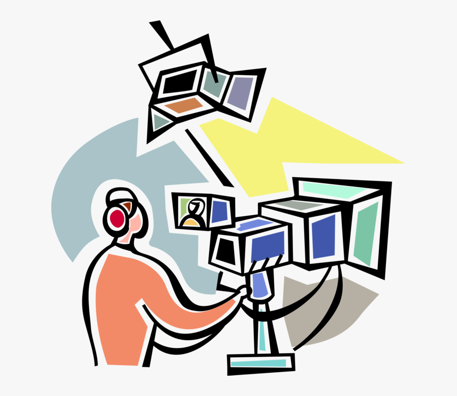 Vector Illustration Of Television Broadcast Studio - Tv Show Camera Clip Art, Transparent Clipart