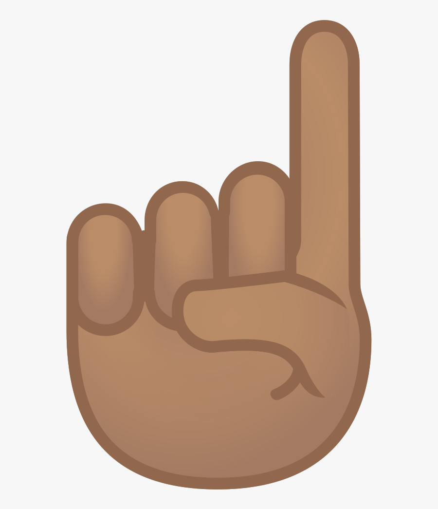 Index Pointing Up Medium Skin Tone Icon - Brown Finger Point Emoji, Transparent Clipart