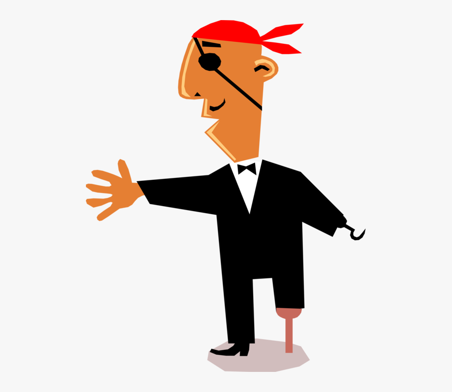 Vector Illustration Of Swashbuckling Buccaneer Pirate - Cartoon Pirates, Transparent Clipart