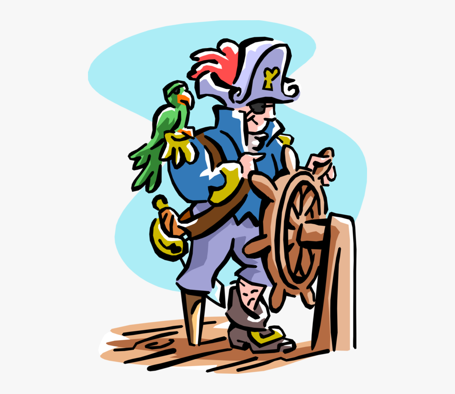 Vector Illustration Of Swashbuckling Buccaneer Wooden - Cartoon, Transparent Clipart