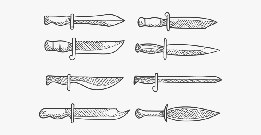 Bayonet Dessiné À La Main - Drawings Of Hunting Knives, Transparent Clipart