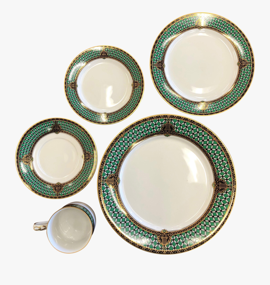 Clip Art Red And Black Dishes Set - Plate, Transparent Clipart