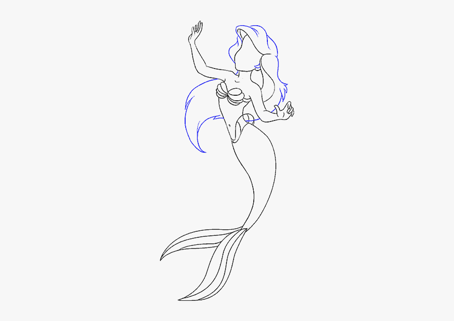 Drawing Mermaids Easy - Body Human Drawing Outline, Transparent Clipart