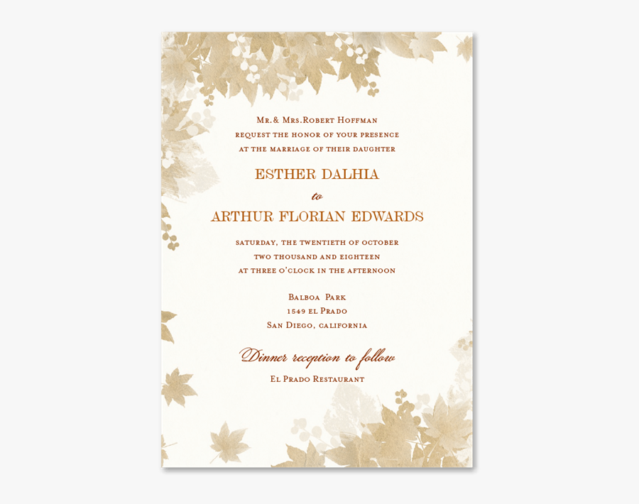 Enchanted Forest Invitations - Fall Wedding Invitations, Transparent Clipart