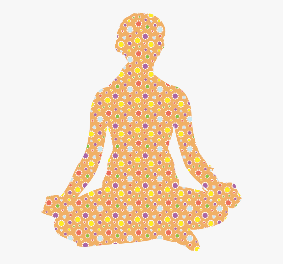 Cute Floral Female Yoga Pose Silhouette - Yoga Black Figure, Transparent Clipart