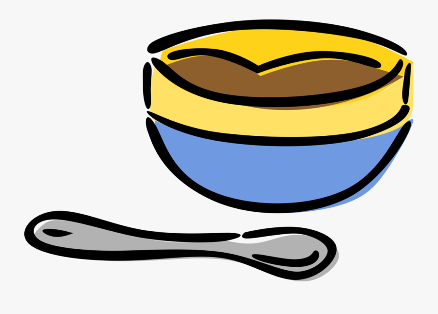 Vector Illustration Of Dessert Dish In Bowl With Spoon, Transparent Clipart