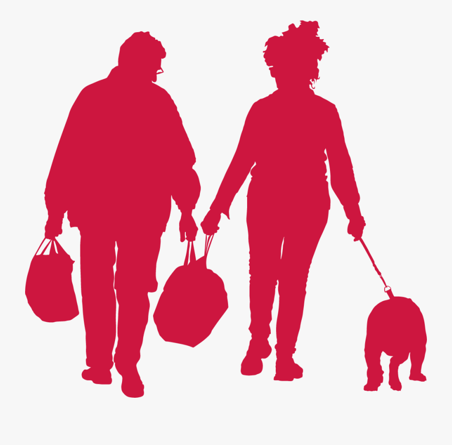 Transparent Walking Dog Png - Silhouette Of Middle Aged Person, Transparent Clipart