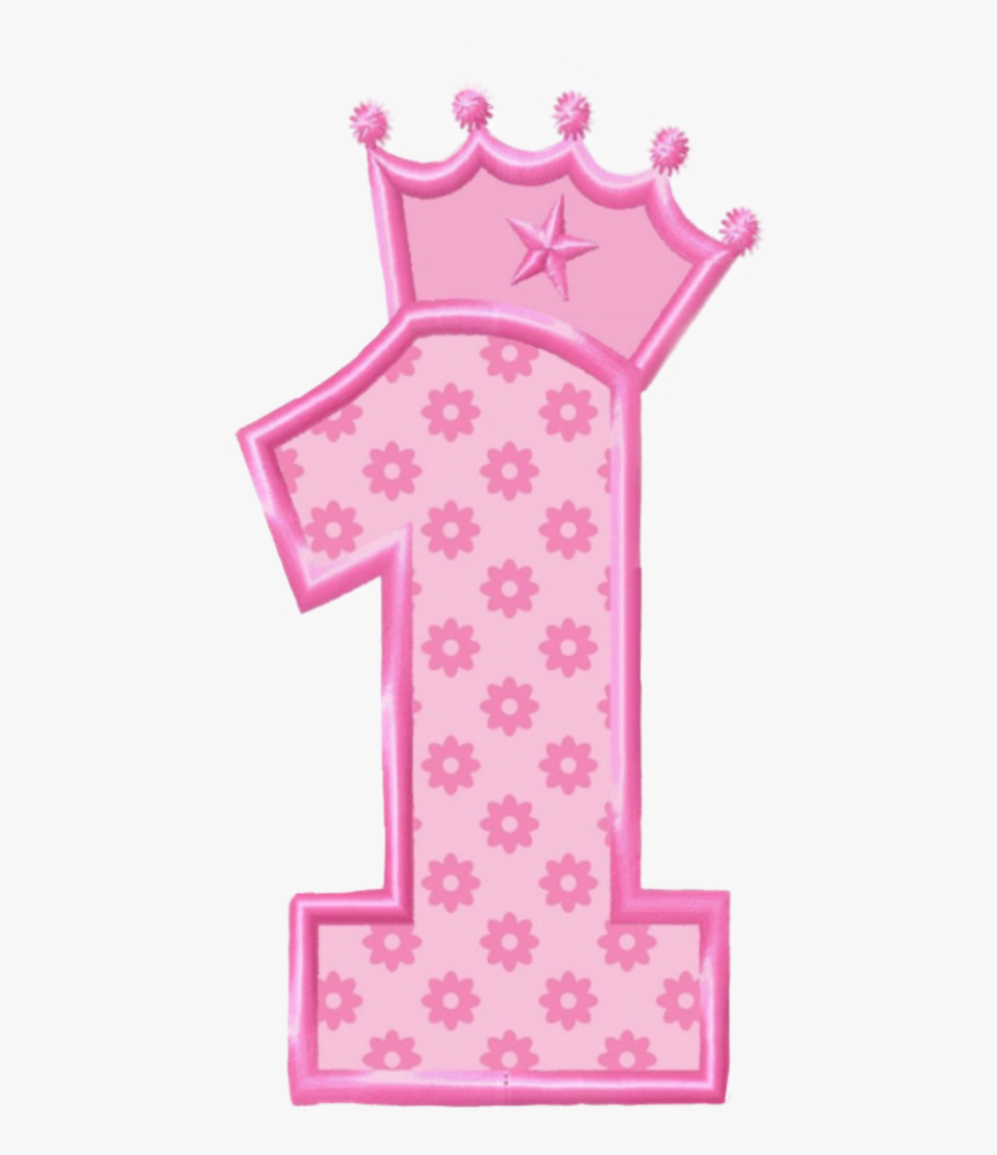 #1 #1st #1stbirthday #birthday #princess - Pink Number 1 With Crown, Transparent Clipart