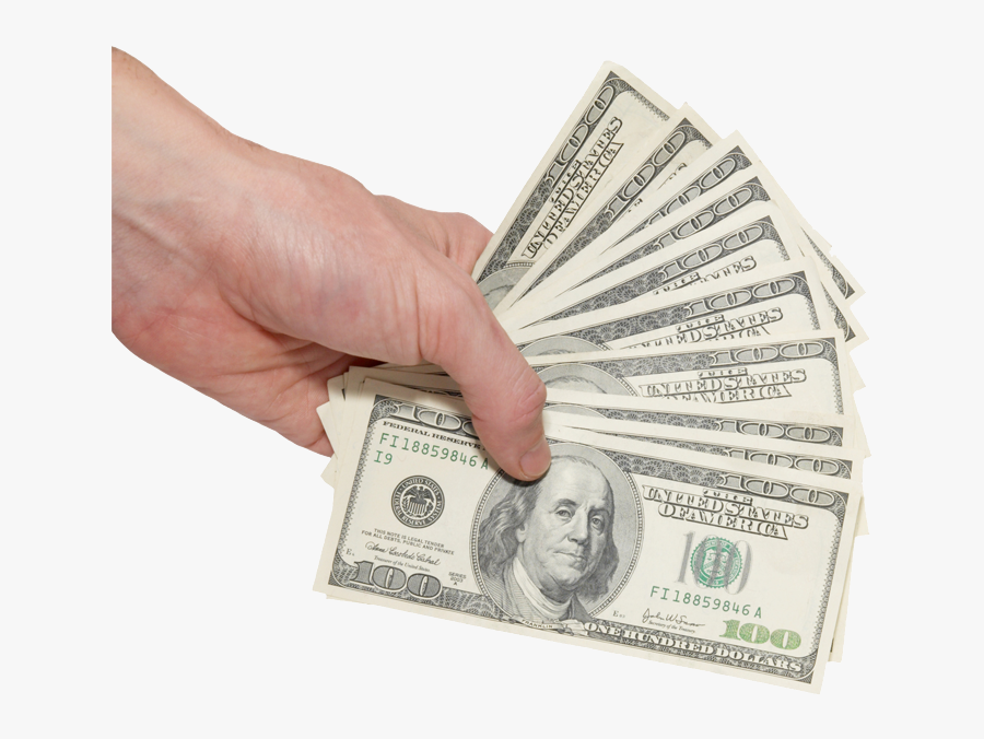 Transparent Hand Holding Money Clipart - Three Hundred Dollar Bills, Transparent Clipart