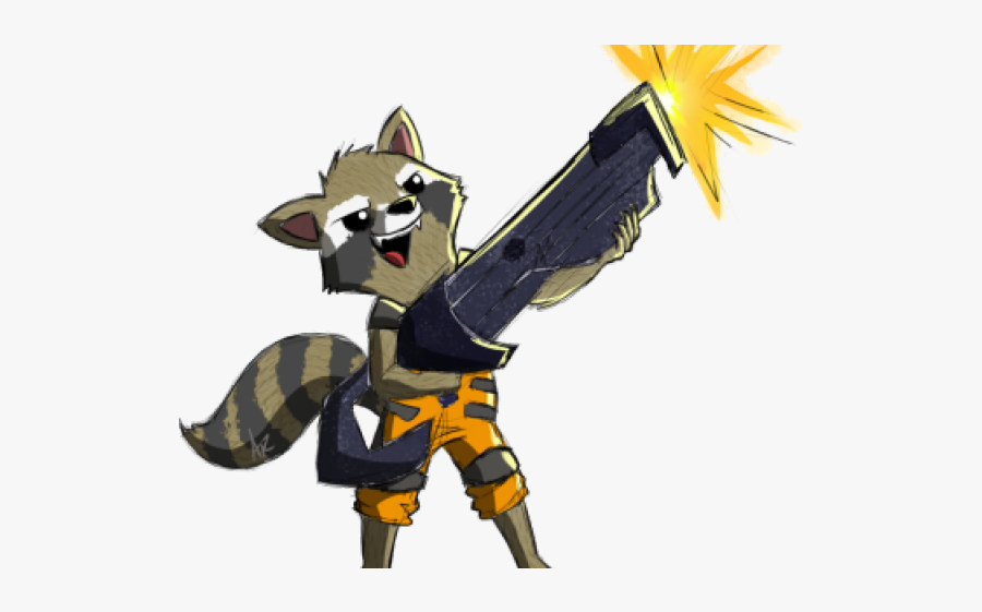 Rocket Raccoon Clipart Cute - Rocket Raccoon Gun Draw, Transparent Clipart