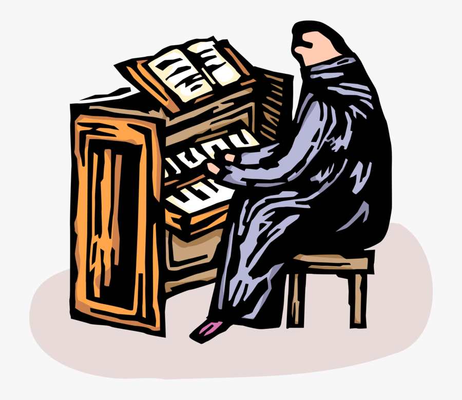 Vector Illustration Of Musician Plays Hymns On Church, Transparent Clipart
