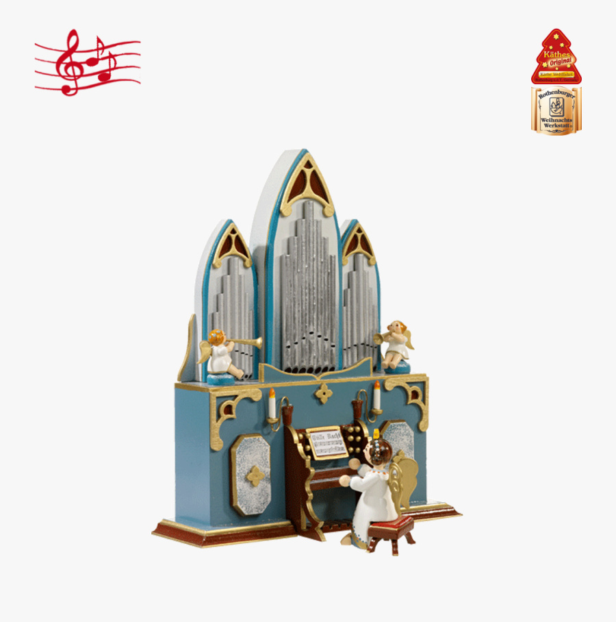 Music Box "organ With Angel - Vintage Large White Music Box With Angel Playing The, Transparent Clipart