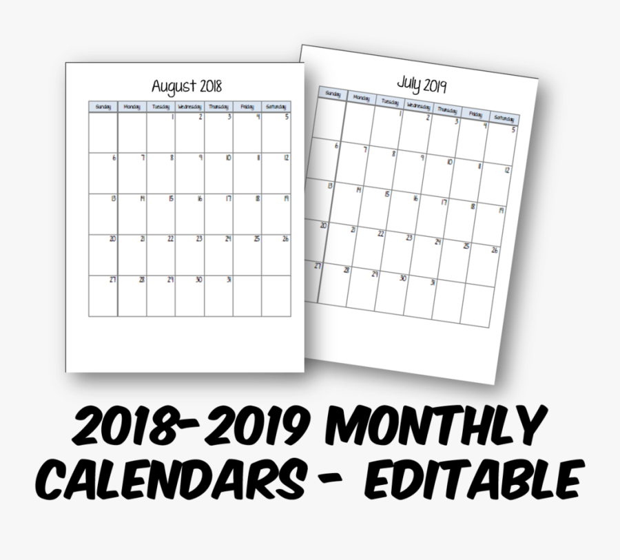Clip Art Student Monthly Calendars Free - 2019 2020 Monthly Calendar, Transparent Clipart
