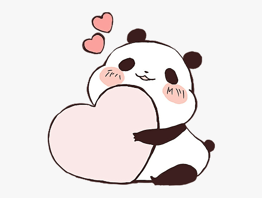 #panda #cute #love #heart #kawaii #freetoedit - Transparent Cute Love Heart, Transparent Clipart