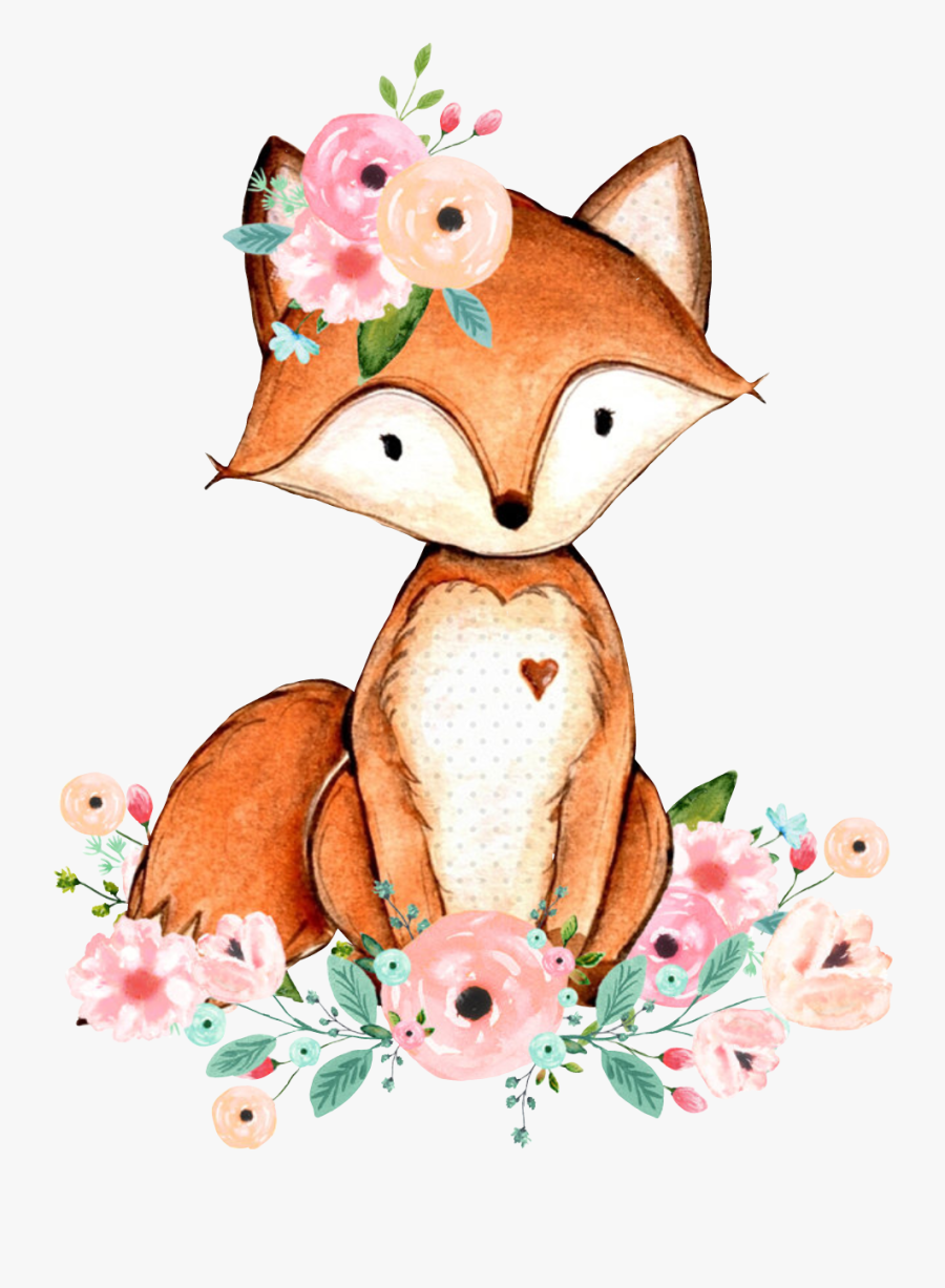 #dreambig#fox #dream #dreamer#dreamcatcher #flowers - Disegni Animali Del Bosco, Transparent Clipart