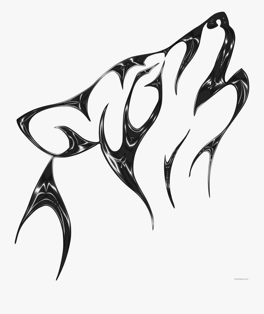 Tribal Wolf Animal Free Black White Clipart Images - Wolf Tattoo, Transparent Clipart