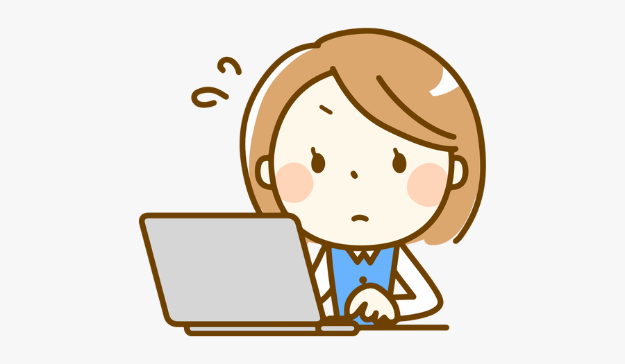 Worried Female Computer User - Laptop Women Clipart Png, Transparent Clipart