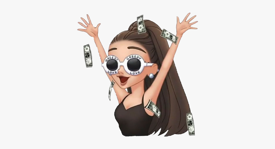#chica #girl #feliz #happy #dinero #money #rica #rich - Stickers Ariana Grande Png, Transparent Clipart