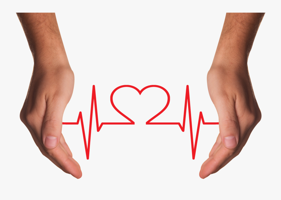 Hands Holding Red Heart With Ecg Line Png Image, Transparent Clipart