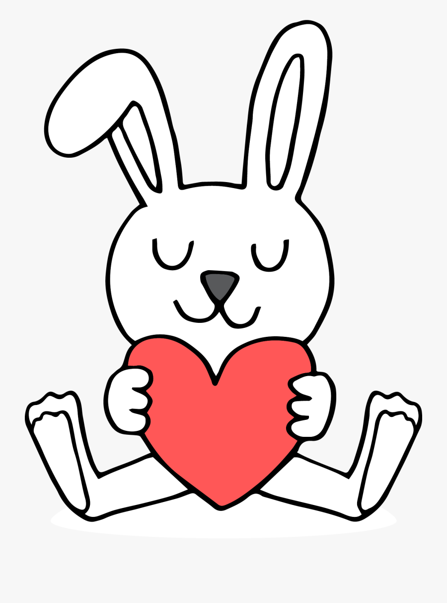 Bunny Holding Heart Png Picture - Bunny Holding A Heart, Transparent Clipart