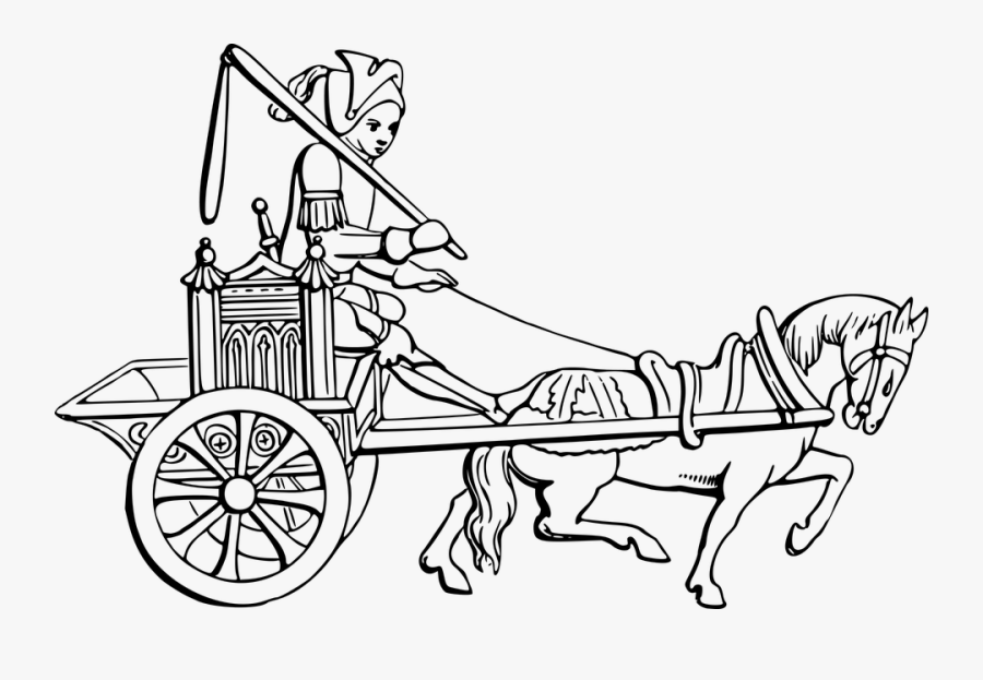 Transparent Horse And Carriage Png - Horse Cart Clipart Black And White, Transparent Clipart