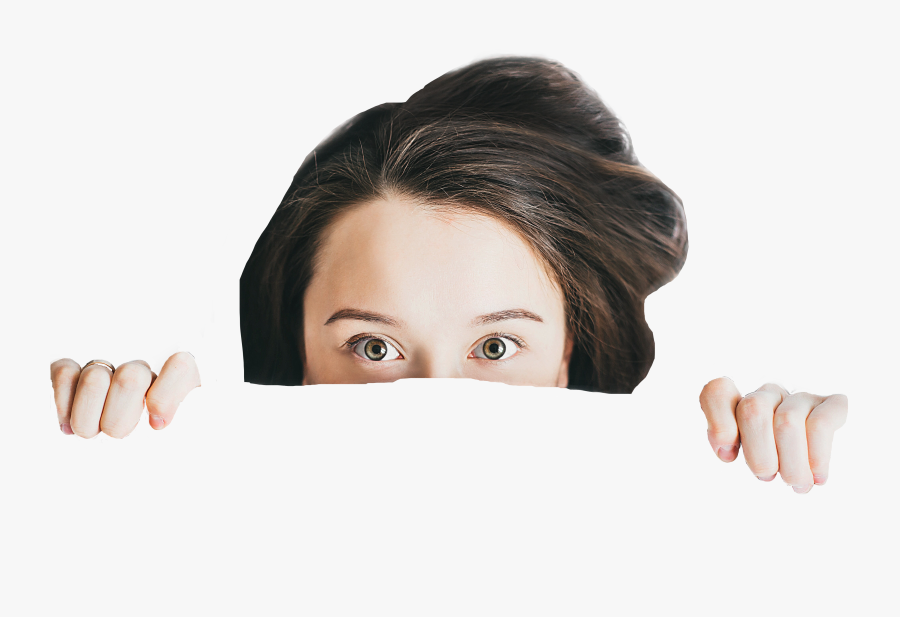 #lady #woman #peeking #people #person #bed #covers - People Peeking Png, Transparent Clipart