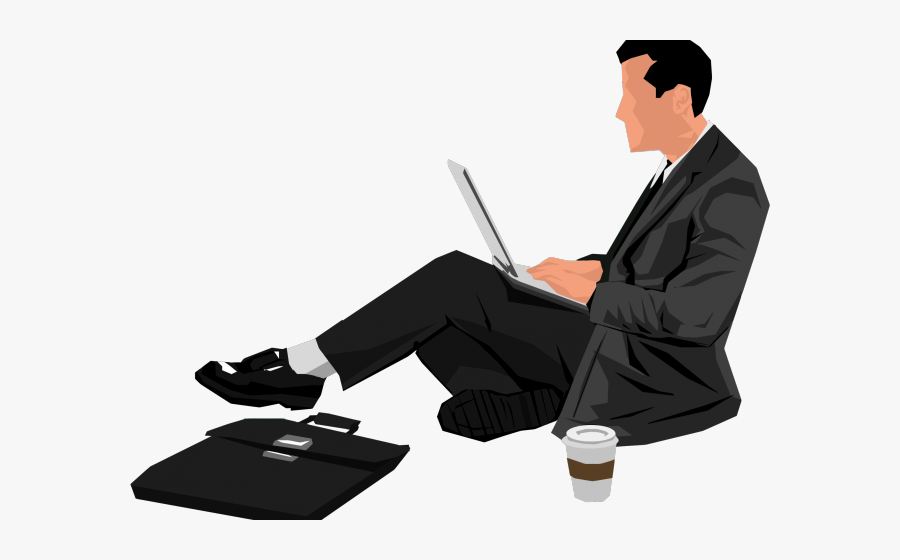 Laptop Clipart Man - Cartoon With Laptop Png, Transparent Clipart