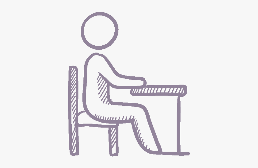 Person At Desk Icon Purple - Student Sitting In Front Of Computer, Transparent Clipart