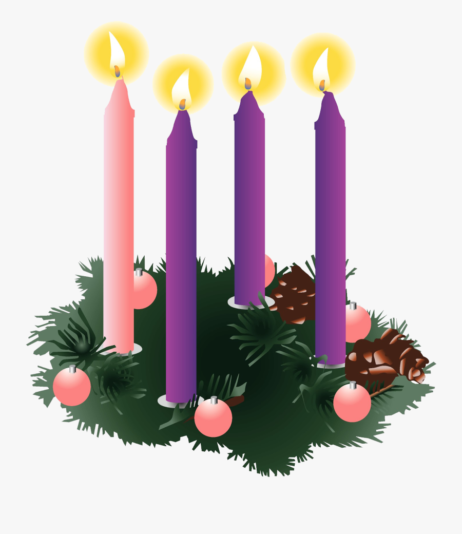 Clip Art 4th Sunday Of Advent Clip Art - Three Advent Candles Lit, Transparent Clipart