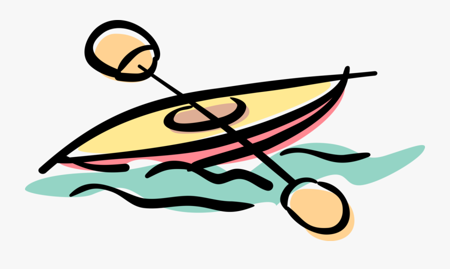 Vector Illustration Of Kayaking White Water Rapids - Canoeing Drawing, Transparent Clipart