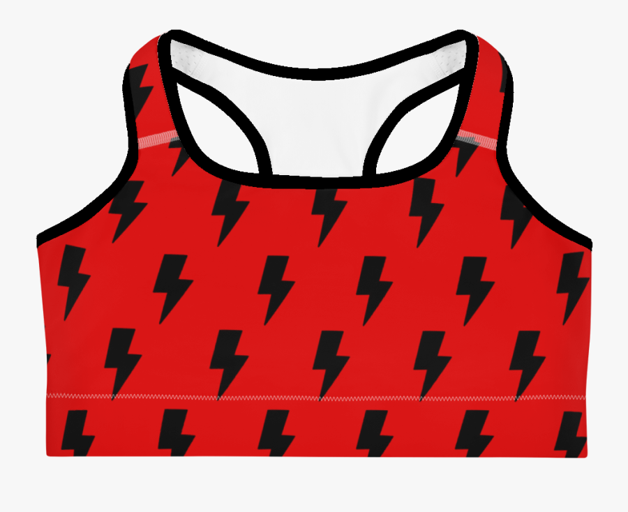 Black & Red Lightning Bolts Sports Bra - Sports Bra, Transparent Clipart