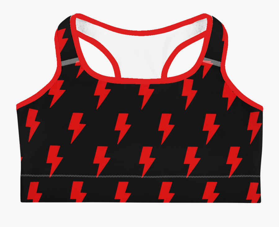 Black & Red Lightning Bolts Sports Bra - Vest, Transparent Clipart