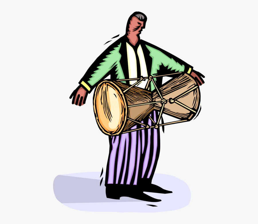 Vector Illustration Of Musician Plays African Conga - Bongo Player Png, Transparent Clipart