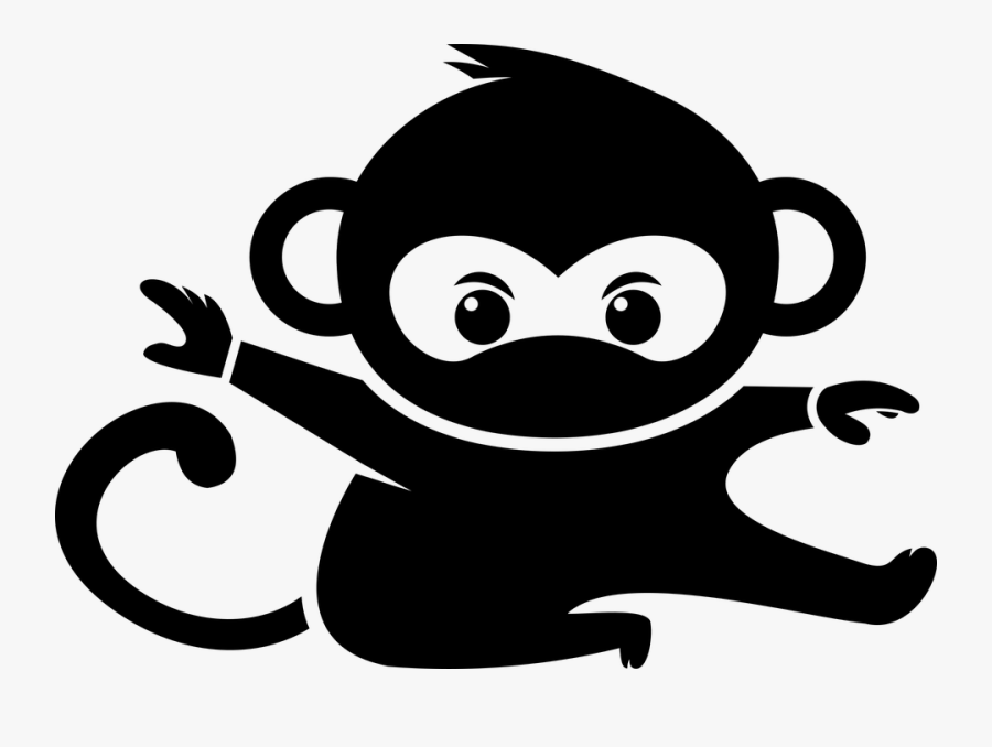 Silhouette, Funny, Cute, Animal, Character, Ninja - Ninja Monkey Silhouette, Transparent Clipart