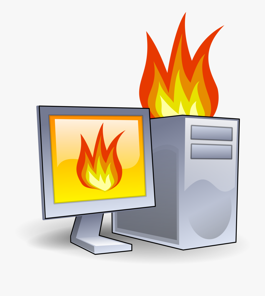 Computer Clipart Yellow - Computer On Fire Icon, Transparent Clipart