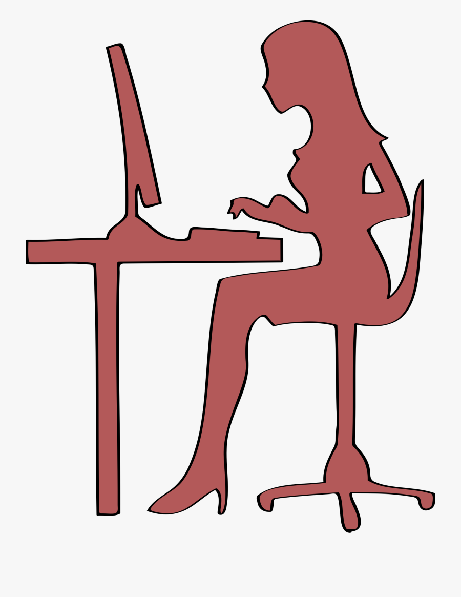 Computer Desk - Clipart Sitting At Computer, Transparent Clipart