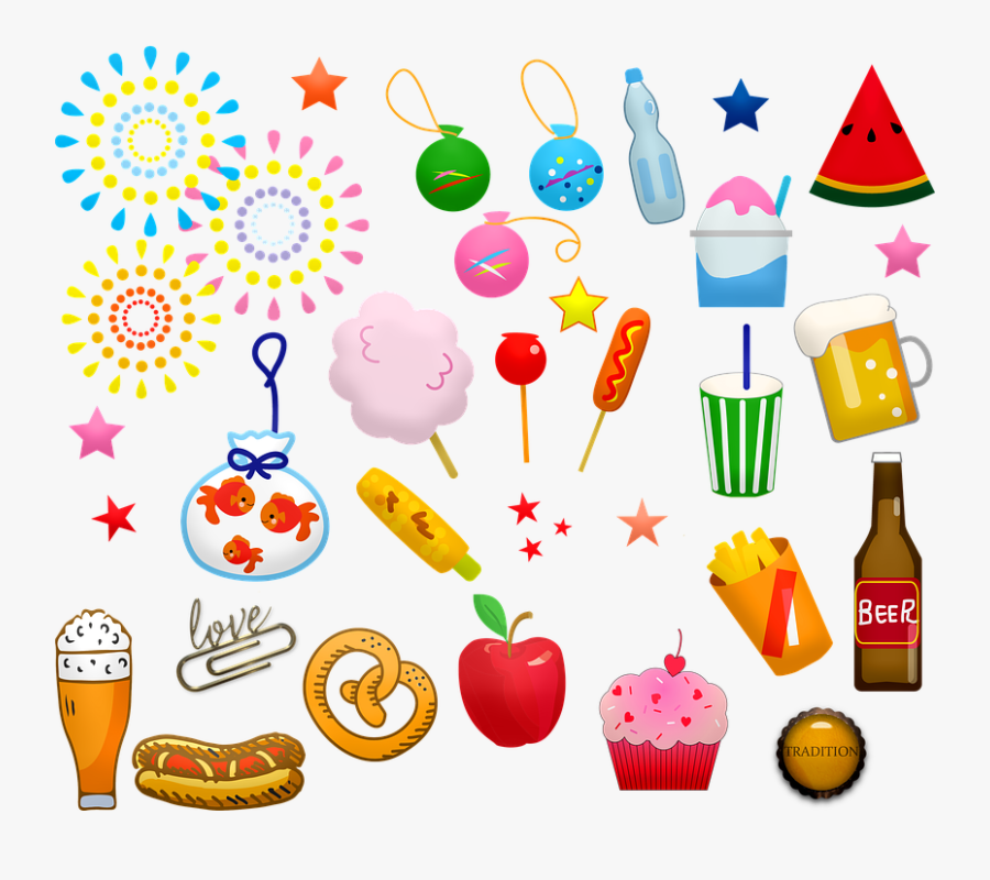 Summer Fair, Food, Goldfish, Water Balloons, Beer - 7 月 の 行事, Transparent Clipart