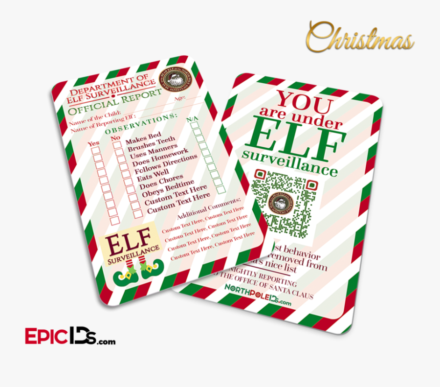 Elf Surveillance "personalized - Elf On The Shelf Id, Transparent Clipart