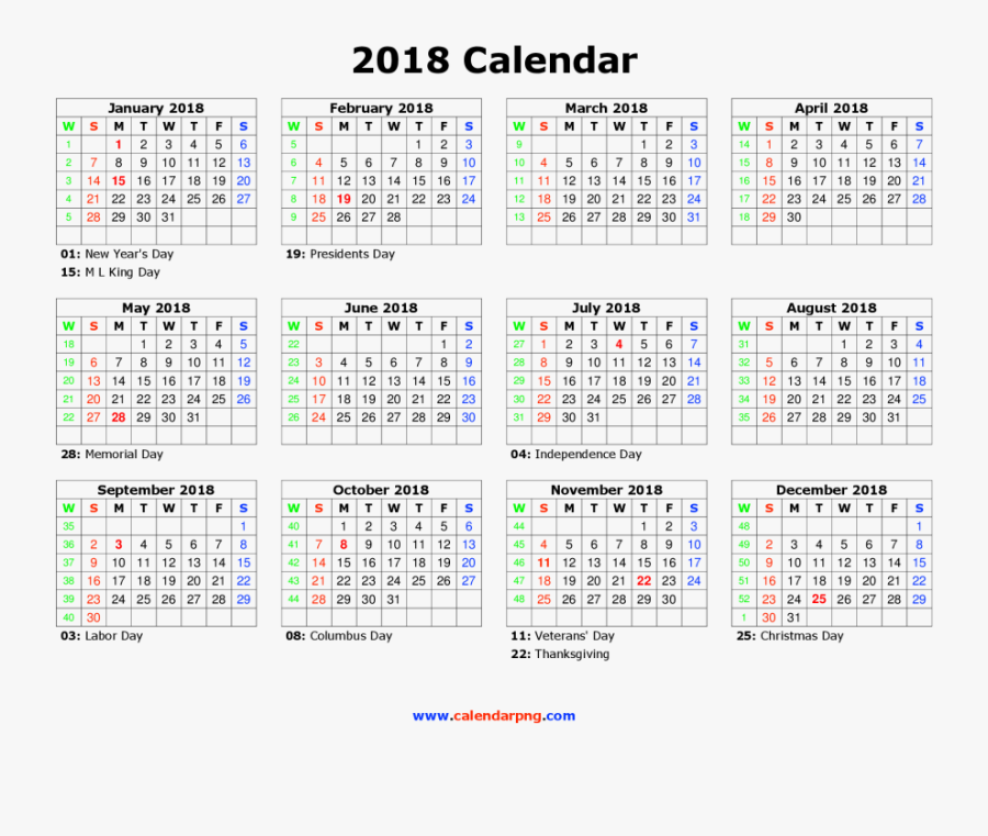 Download Calendar 2018 Png File For Designing Projects - Printable Calendar 2019 Singapore, Transparent Clipart