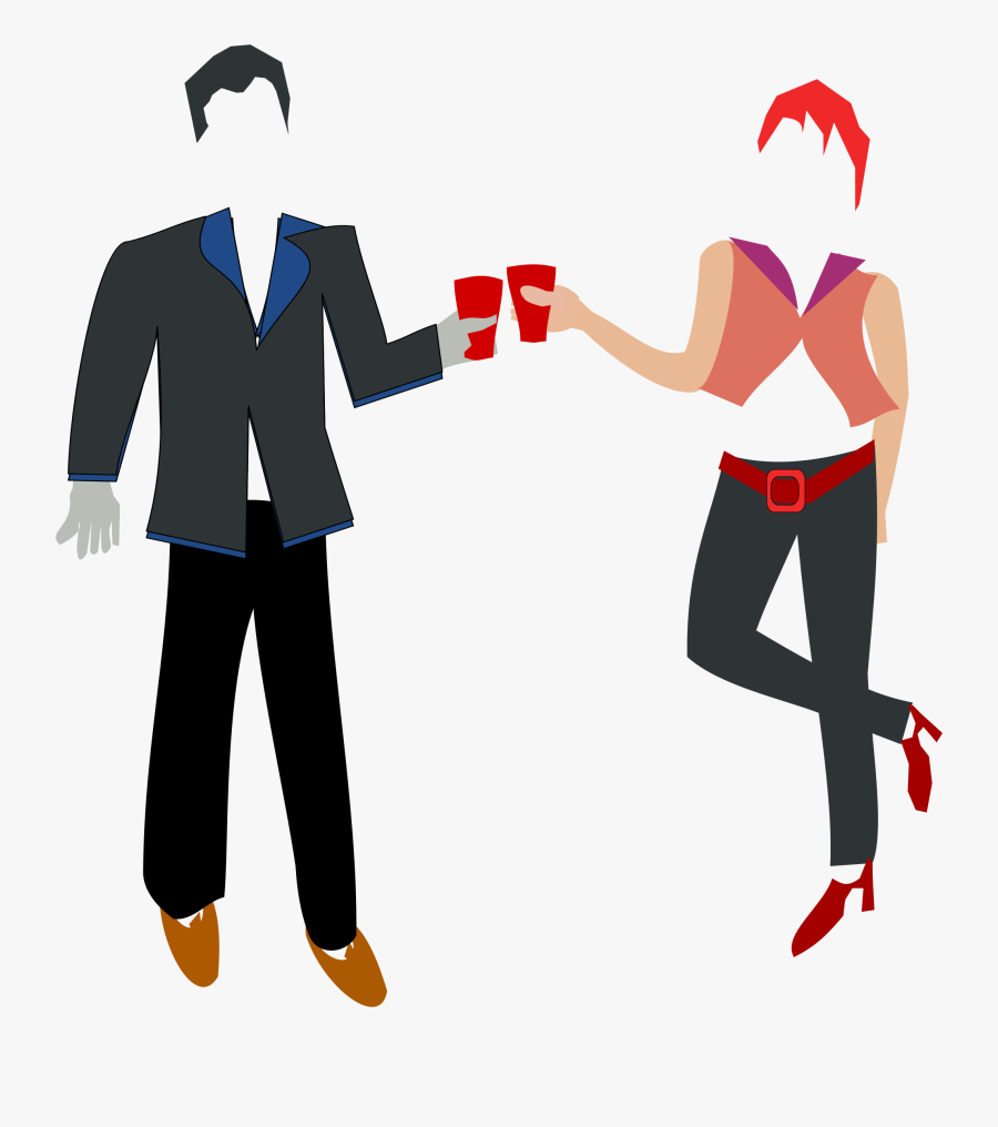 Tea For Two In The Street - Outline Of Two People Drinking, Transparent Clipart