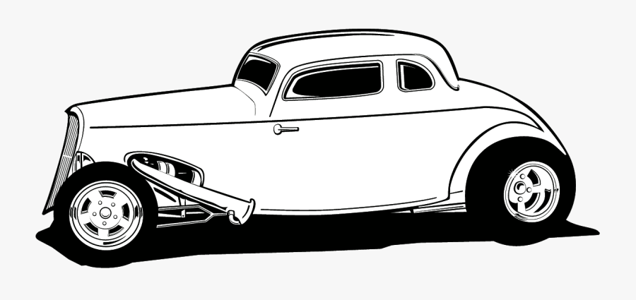 Hot Rod Street Car Clipart Transparent Png - Classic Car Clip Art Black And White, Transparent Clipart