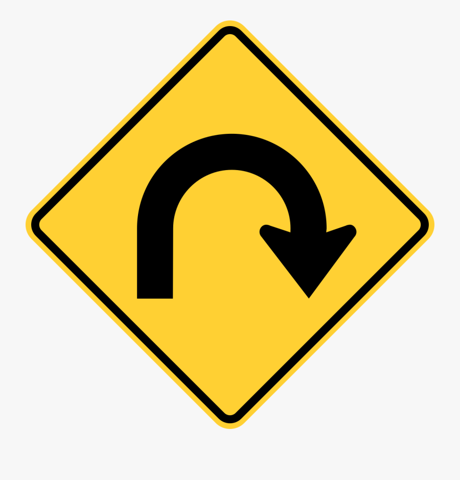 Hairpin Curve Heavy Duty 12 X 18 Plastic Pvc Sign Street - U Turn Traffic Sign, Transparent Clipart