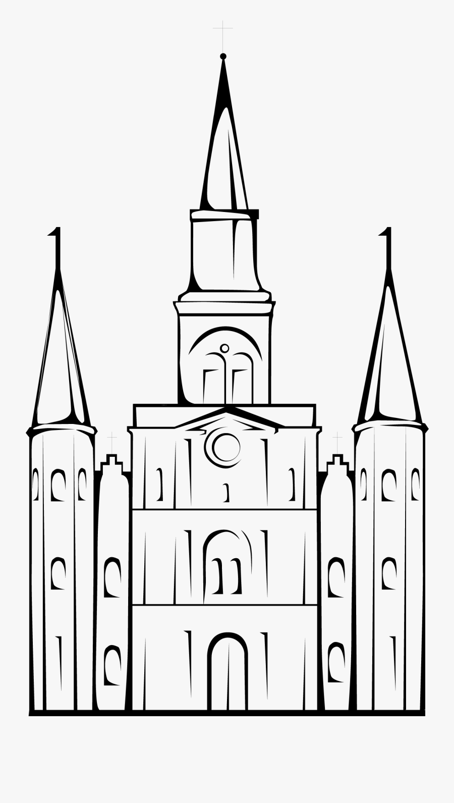 Louis Cathedral Vector Clip Art - St Louis Cathedral Black And White Drawing, Transparent Clipart