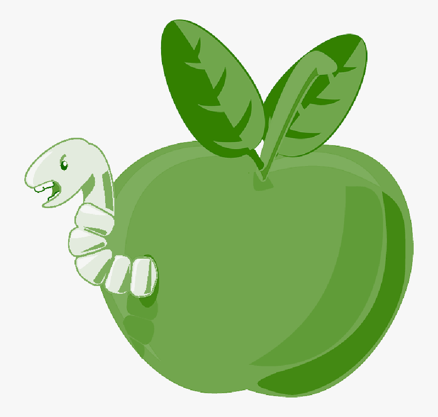 Red, Green, Apple, Food, Fruit, Small, Apples, Bitten - Apple With Bug Vector, Transparent Clipart