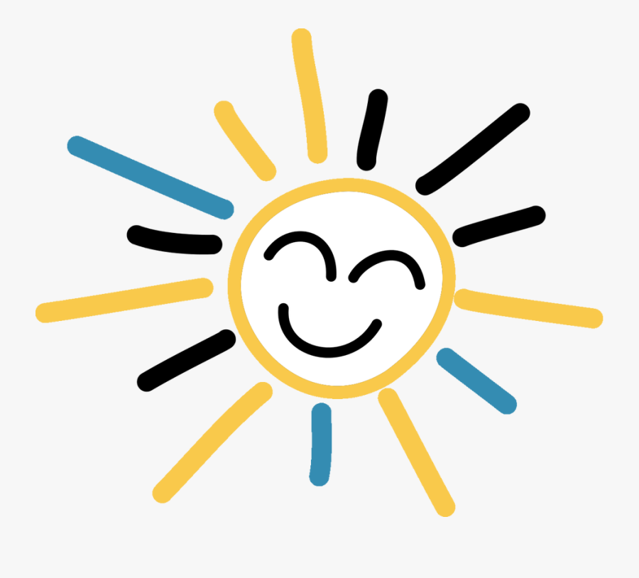 Smiling Sun Clipart Black And White, Transparent Clipart