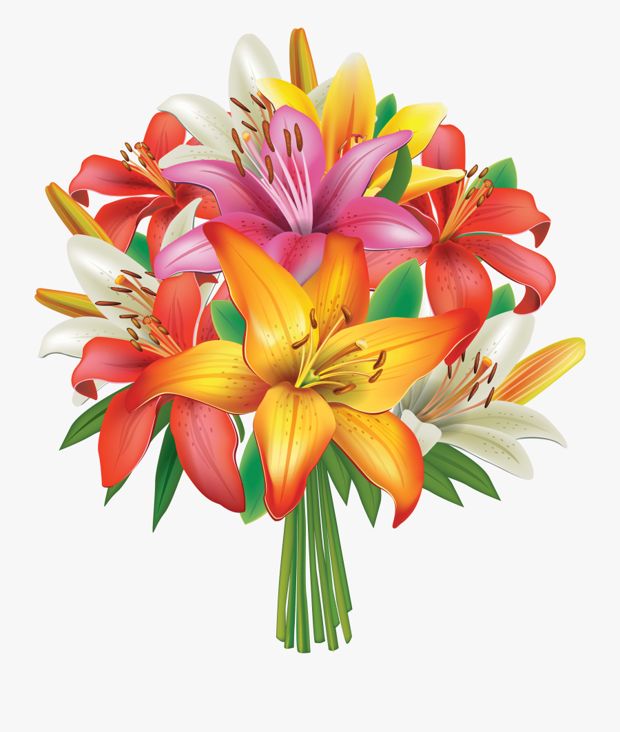 Flower Bouquet Lilies Flowers Bouquet Clipart Image - Flower Bouquet Clipart Png, Transparent Clipart