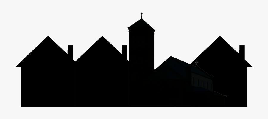 Country Clipart Town - Small Town Skyline Silhouette, Transparent Clipart