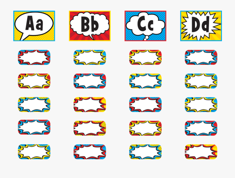 Transparent Superhero Word Clipart - Word Wall Bulletin Board Set, Transparent Clipart