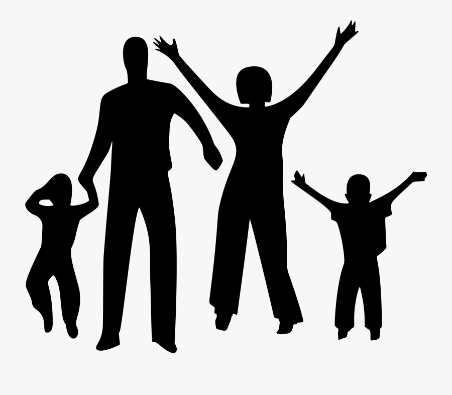 Family Clip Art - Happy Family Silhouette Png, Transparent Clipart